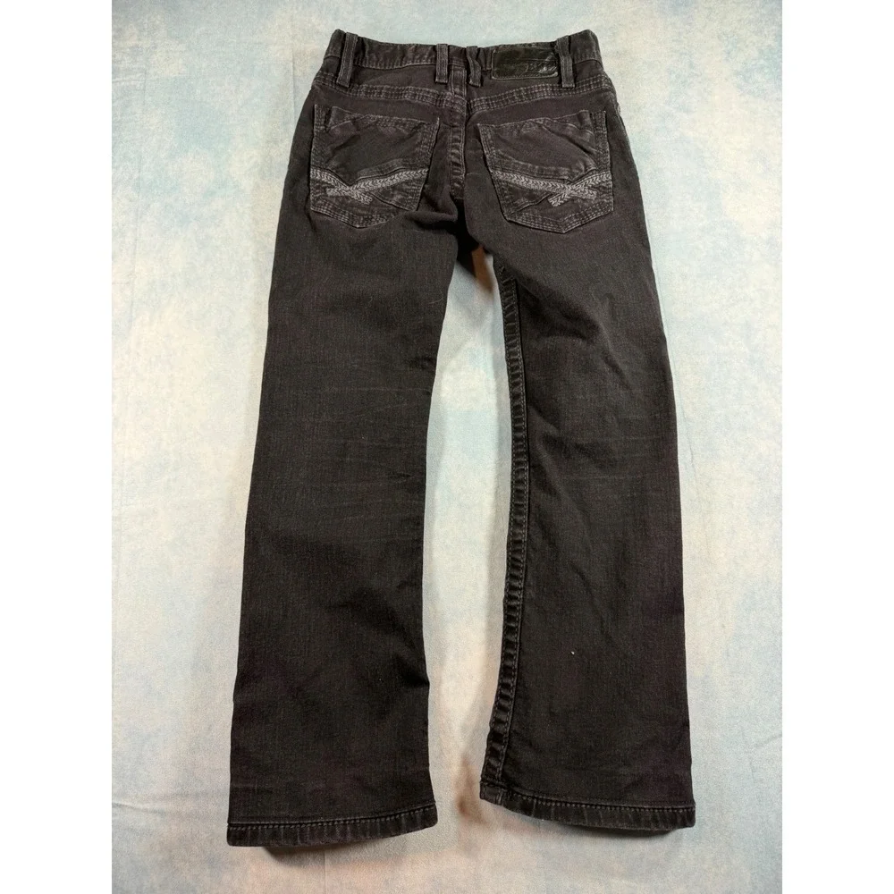 BKE Aiden Bootleg Jeans Boys 25S Black Excellent Stretch Denim Embroidered